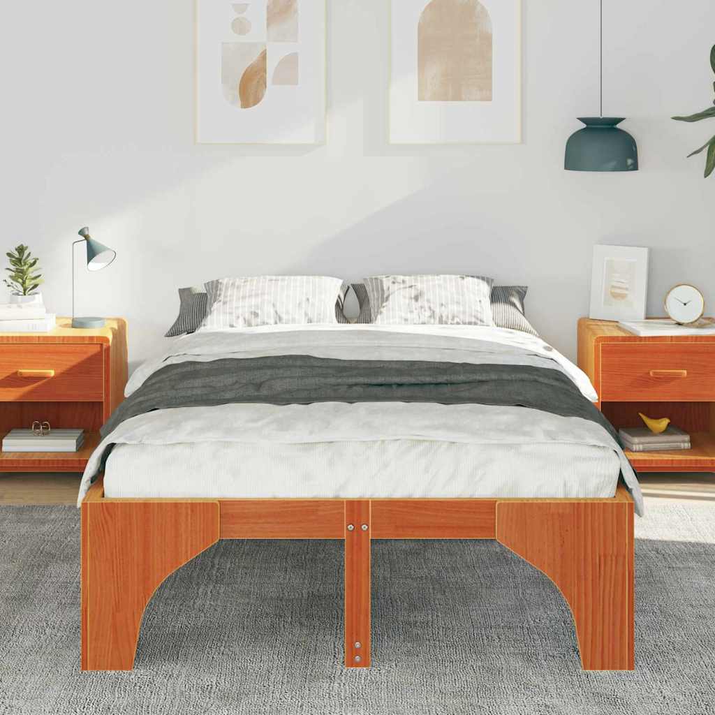 Sengestel Brun 140 x 190 cm Massiv fyrretræ
