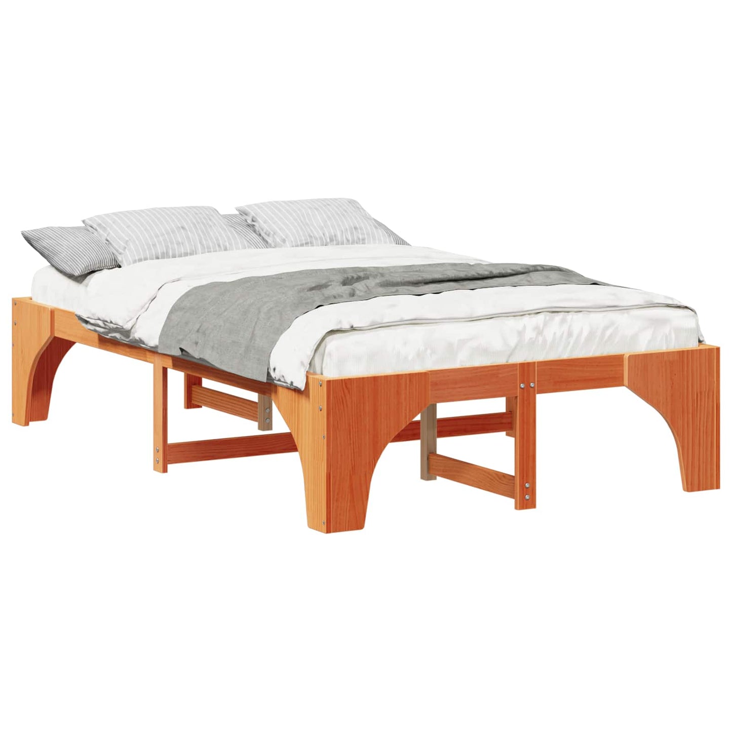 Sengestel Brun 140 x 190 cm Massiv fyrretræ