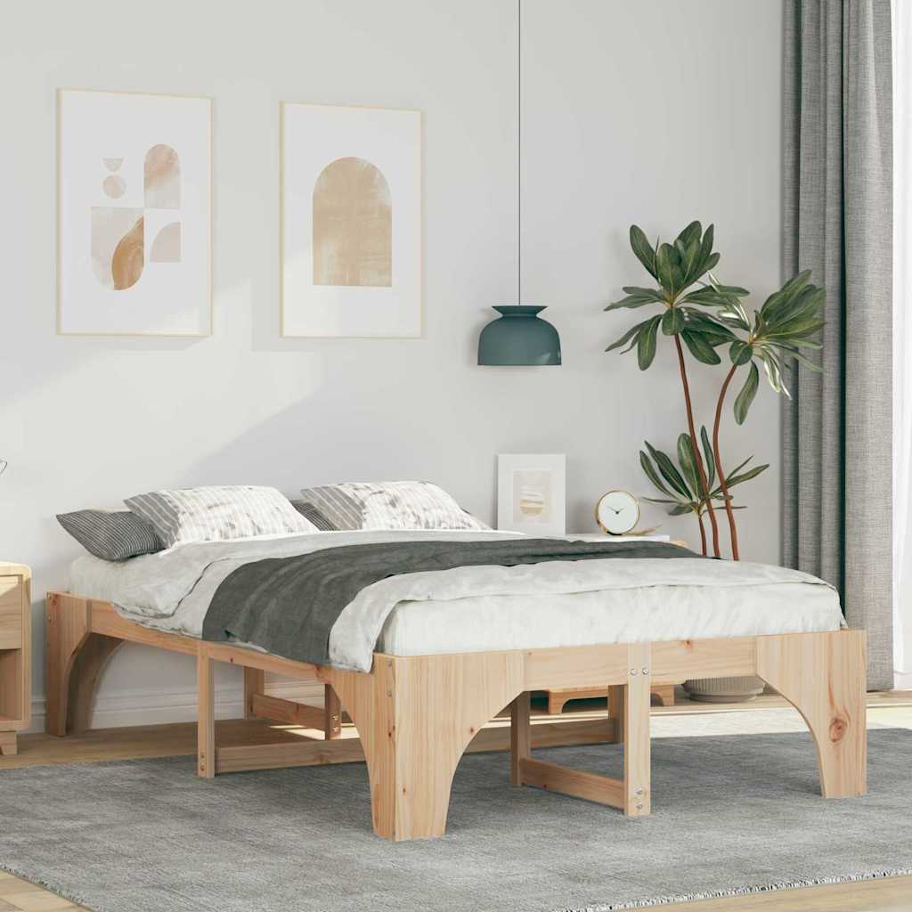 Sengestel Brun 135 x 190 cm Massiv fyrretræ