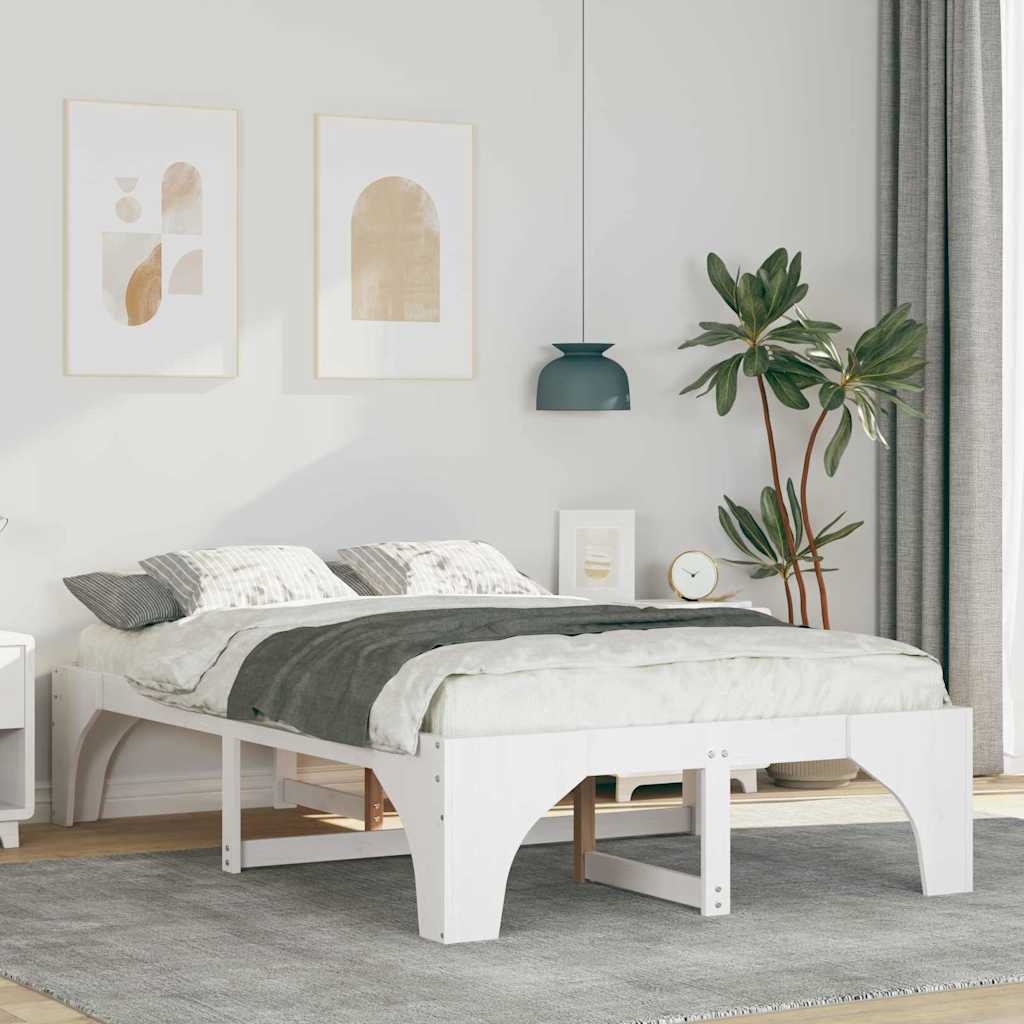 Sengestel Hvid 135 x 190 cm Massiv fyrretræ
