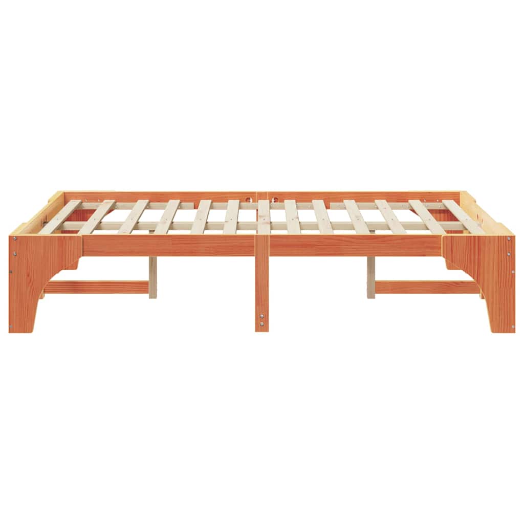 Sengestel Brun 135 x 190 cm Massiv fyrretræ