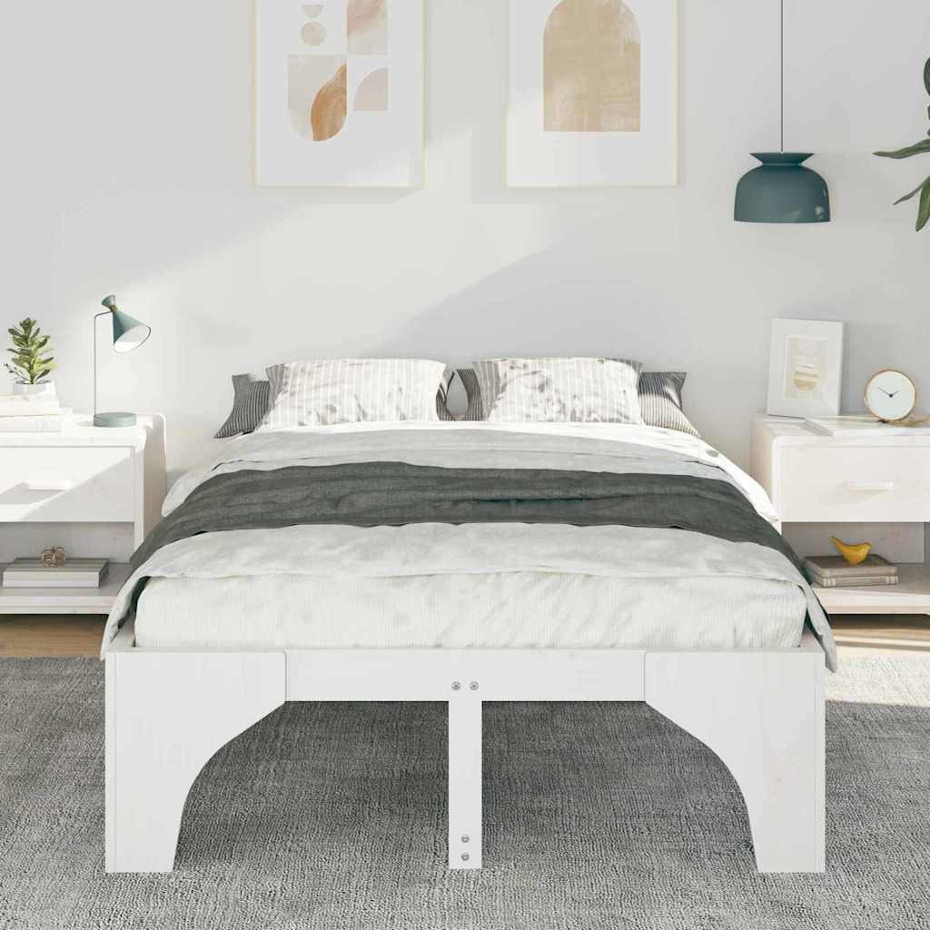 Sengestel Hvid 120 x 190 cm Massiv fyrretræ