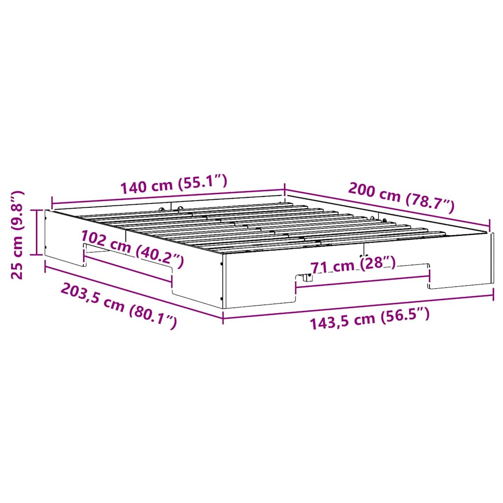 Sengestel Hvid 140 x 200 cm
