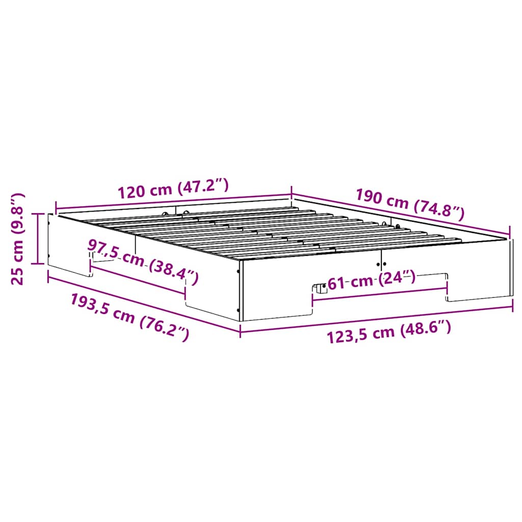 Sengestel Hvid 120 x 190 cm