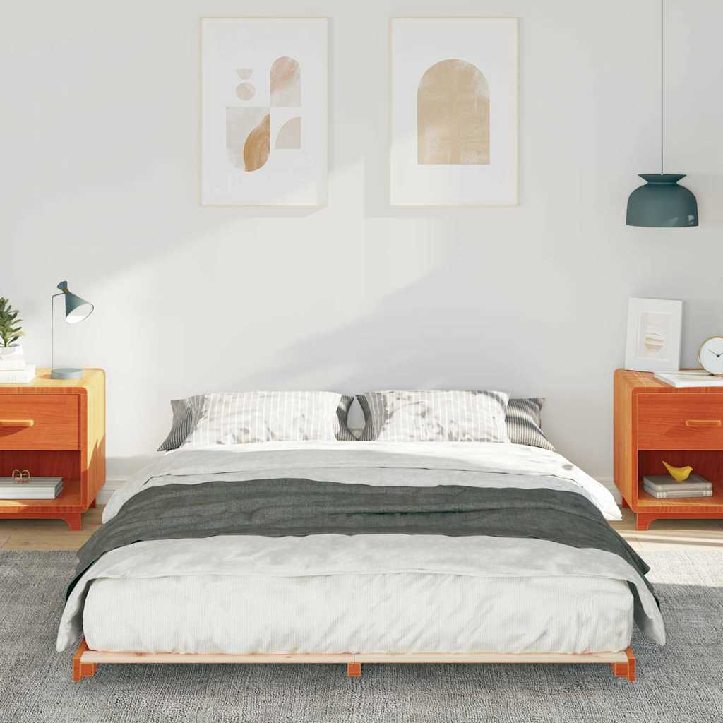 Sengestel Voks brun 150 x 200 cm Massiv fyrretræ