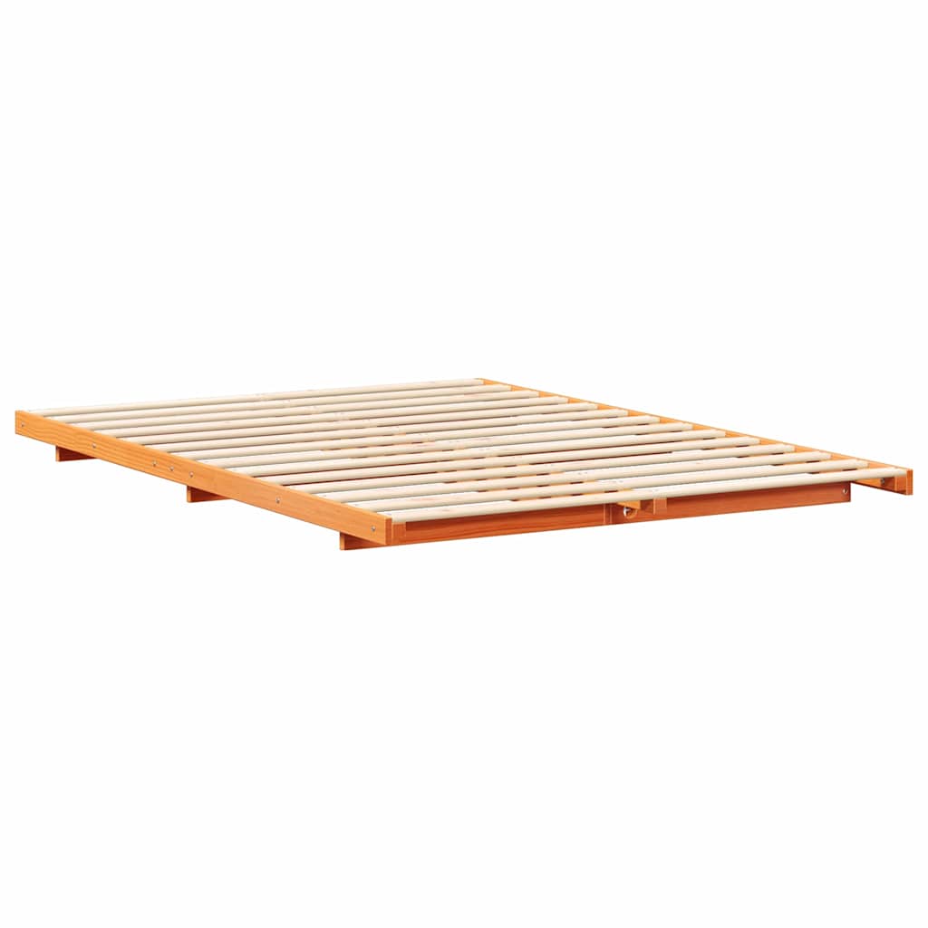 Sengestel Voks brun 150 x 200 cm Massiv fyrretræ