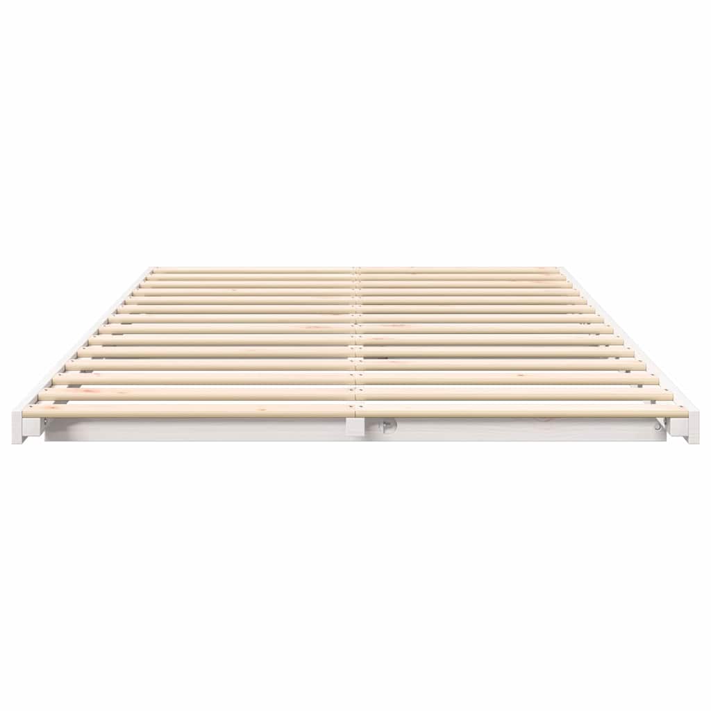Sengestel Hvid 140 x 190 cm Massiv fyrretræ