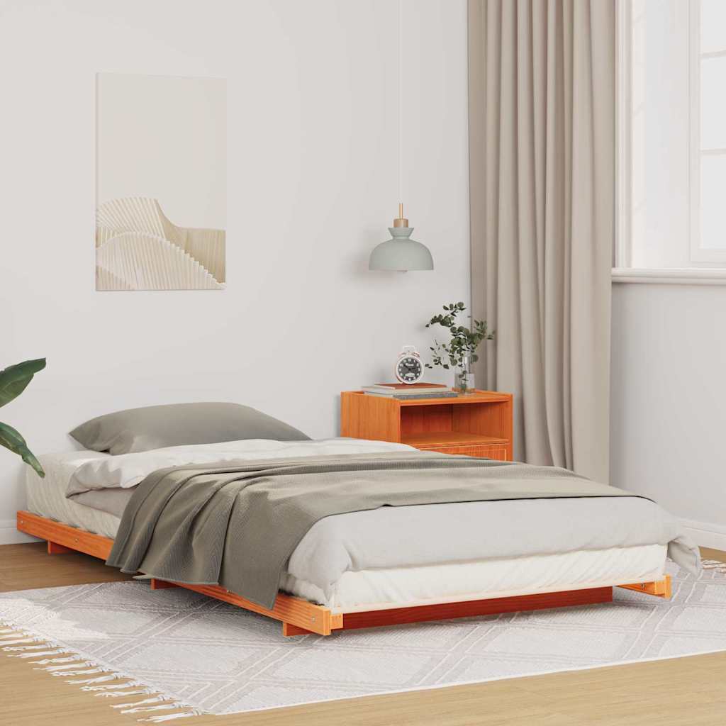 Sengestel Voks brun 75 x 190 cm Massiv fyrretræ