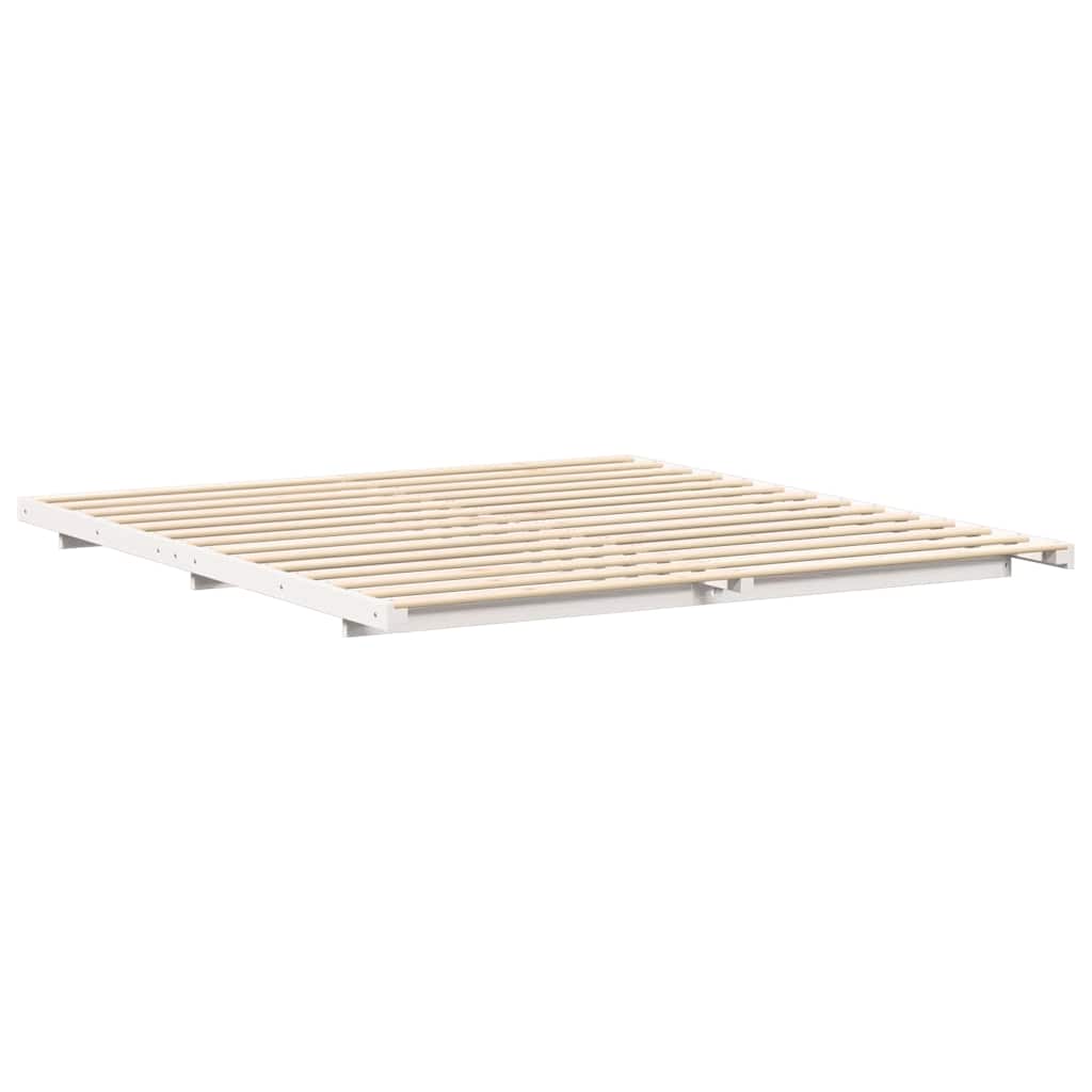 Sengestel Hvid 200 x 210 cm Massiv fyrretræ