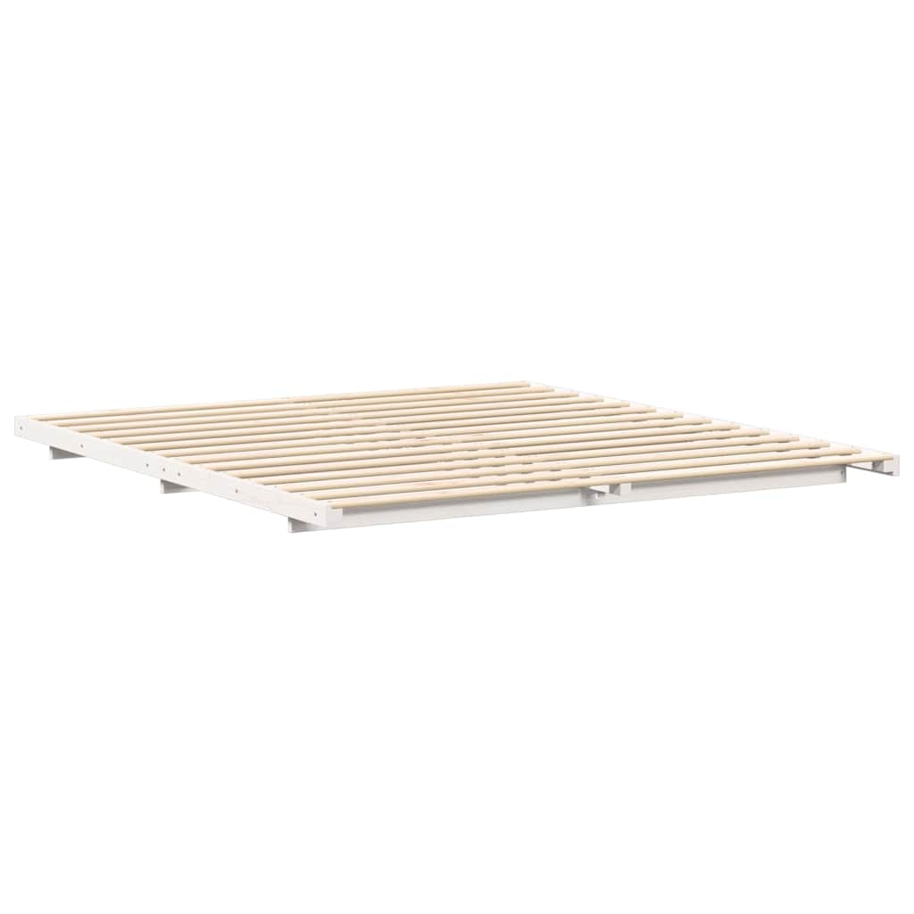 Sengestel Hvid 200 x 210 cm Massiv fyrretræ