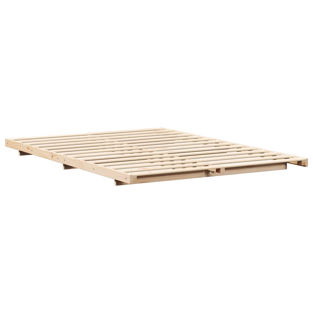 Sengestel Brun 140 x 220 cm Massiv fyrretræ