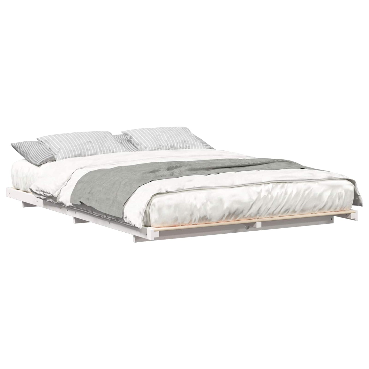Sengestel Hvid 140 x 220 cm Massiv fyrretræ