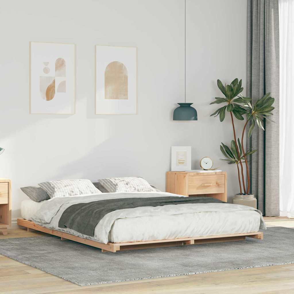 Sengestel Brun 160 x 220 cm Massiv fyrretræ
