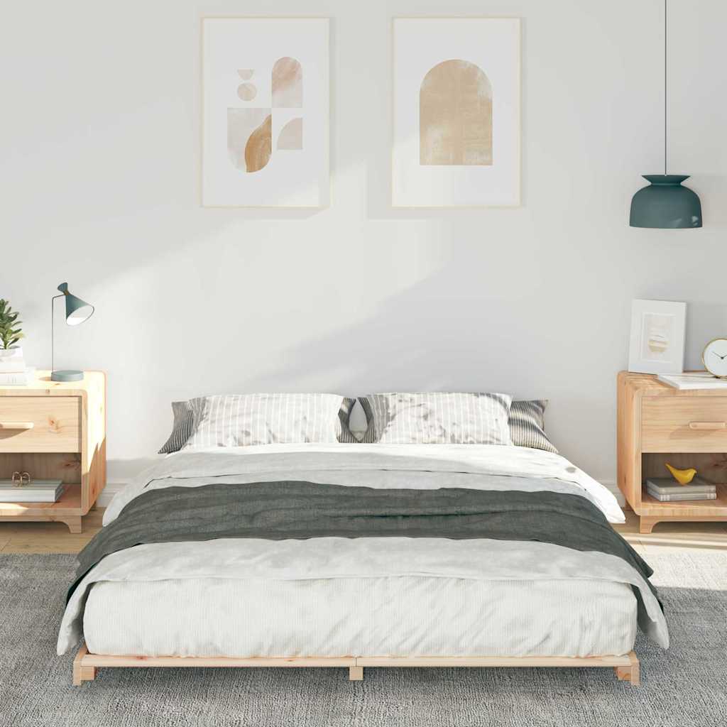 Sengestel Brun 160 x 220 cm Massiv fyrretræ