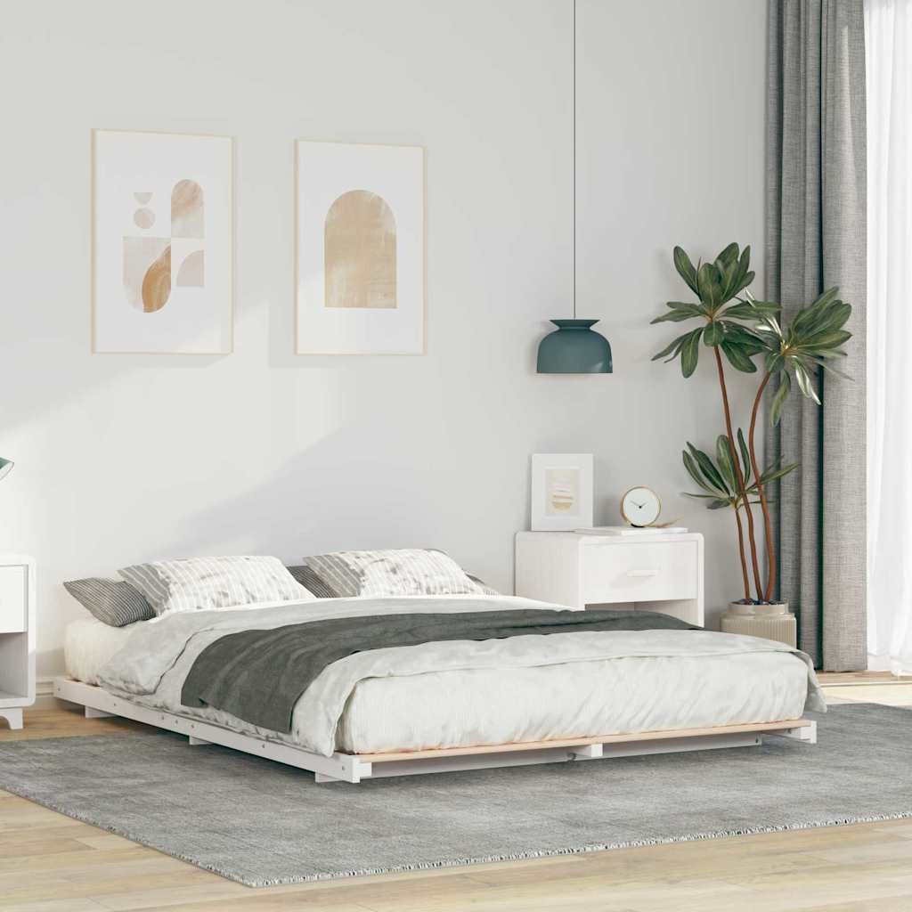 Sengestel Hvid 160 x 220 cm Massiv fyrretræ