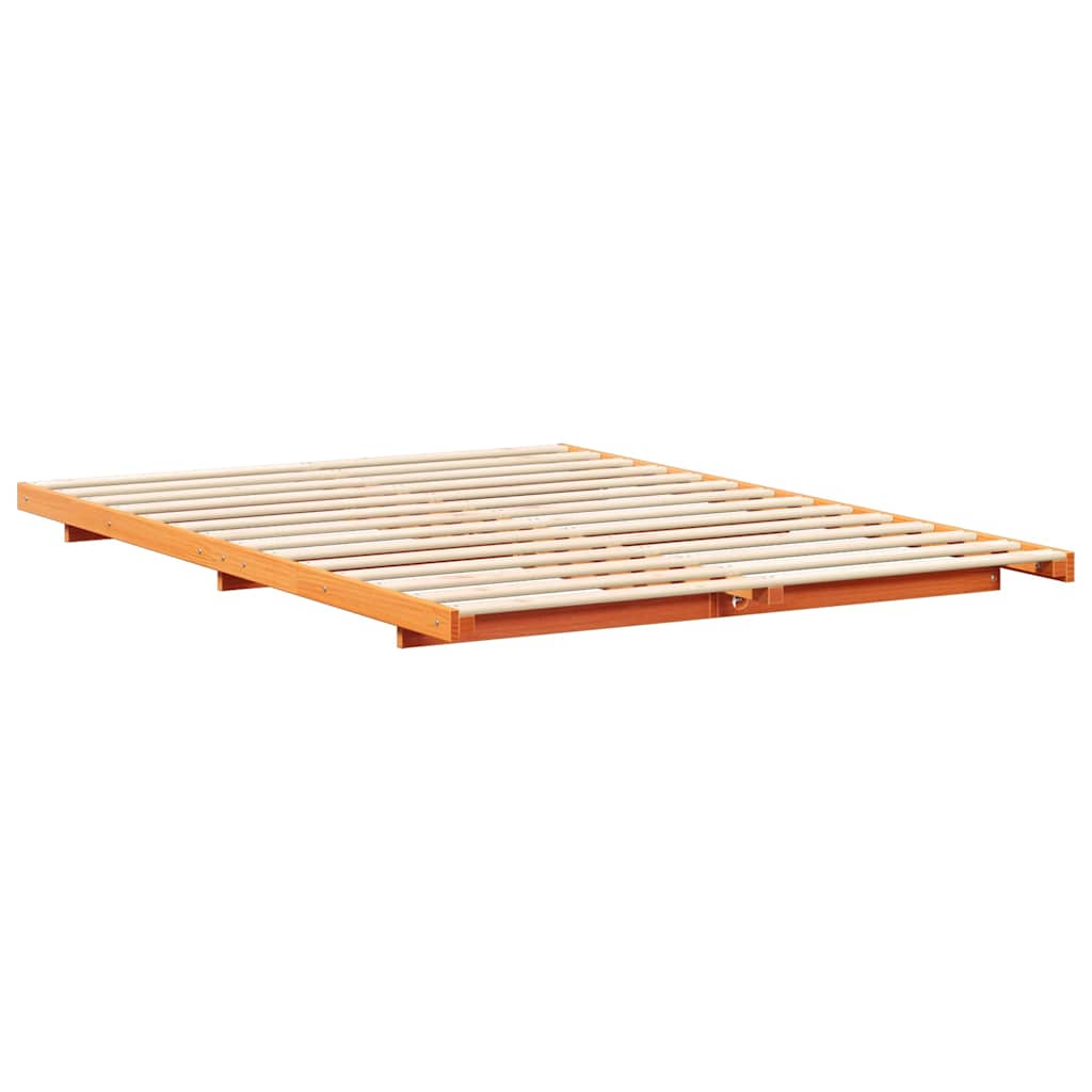 Sengestel Voks brun 160 x 220 cm Massiv fyrretræ