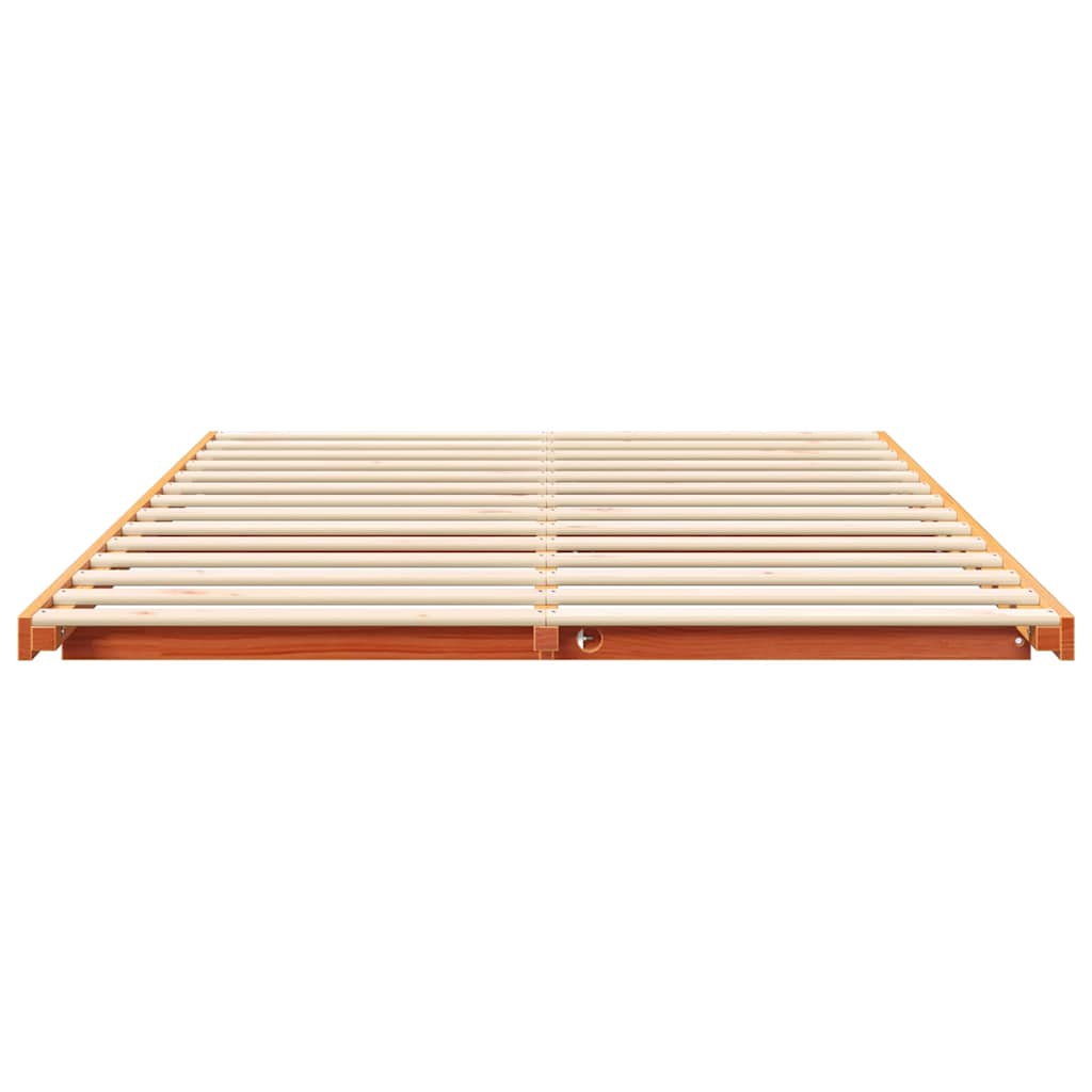Sengestel Voks brun 160 x 220 cm Massiv fyrretræ