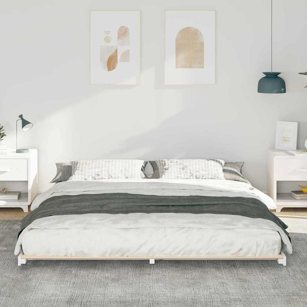 Sengestel Hvid 180 x 220 cm Massiv fyrretræ