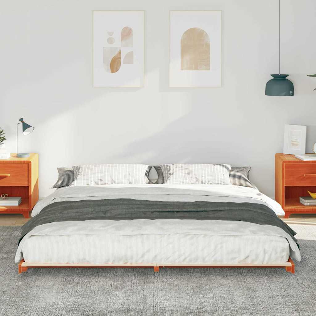 Sengestel Voks brun 180 x 220 cm Massiv fyrretræ