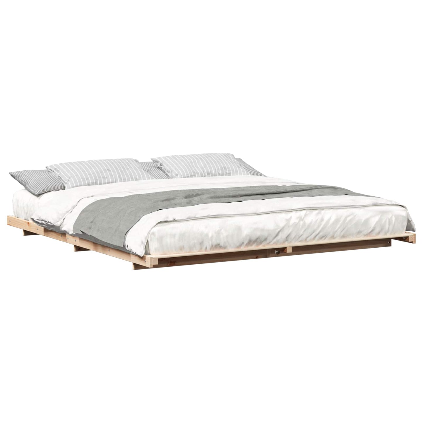 Sengestel Brun 200 x 220 cm Massiv fyrretræ