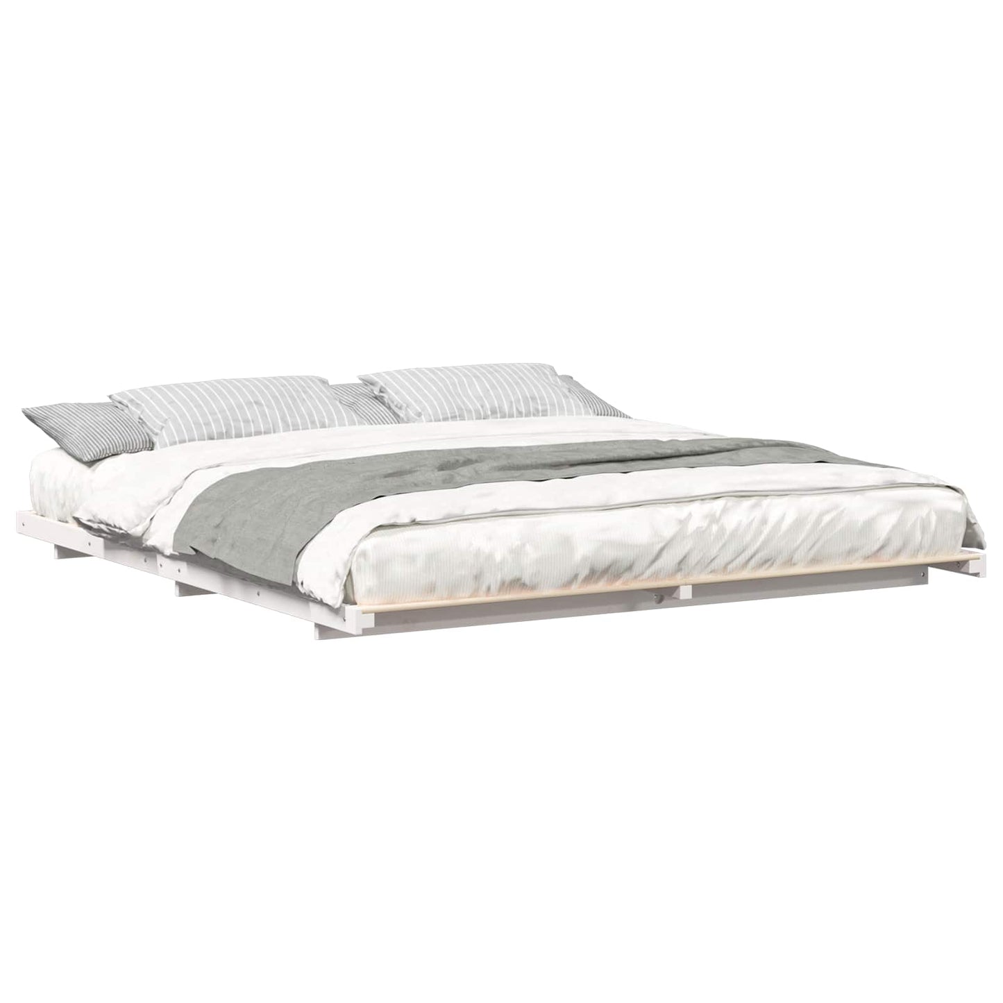 Sengestel Hvid 200 x 220 cm Massiv fyrretræ