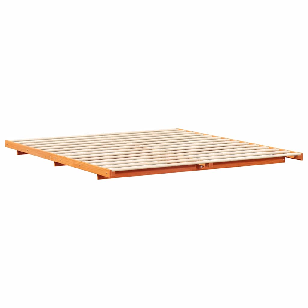 Sengestel Voks brun 200 x 220 cm Massiv fyrretræ