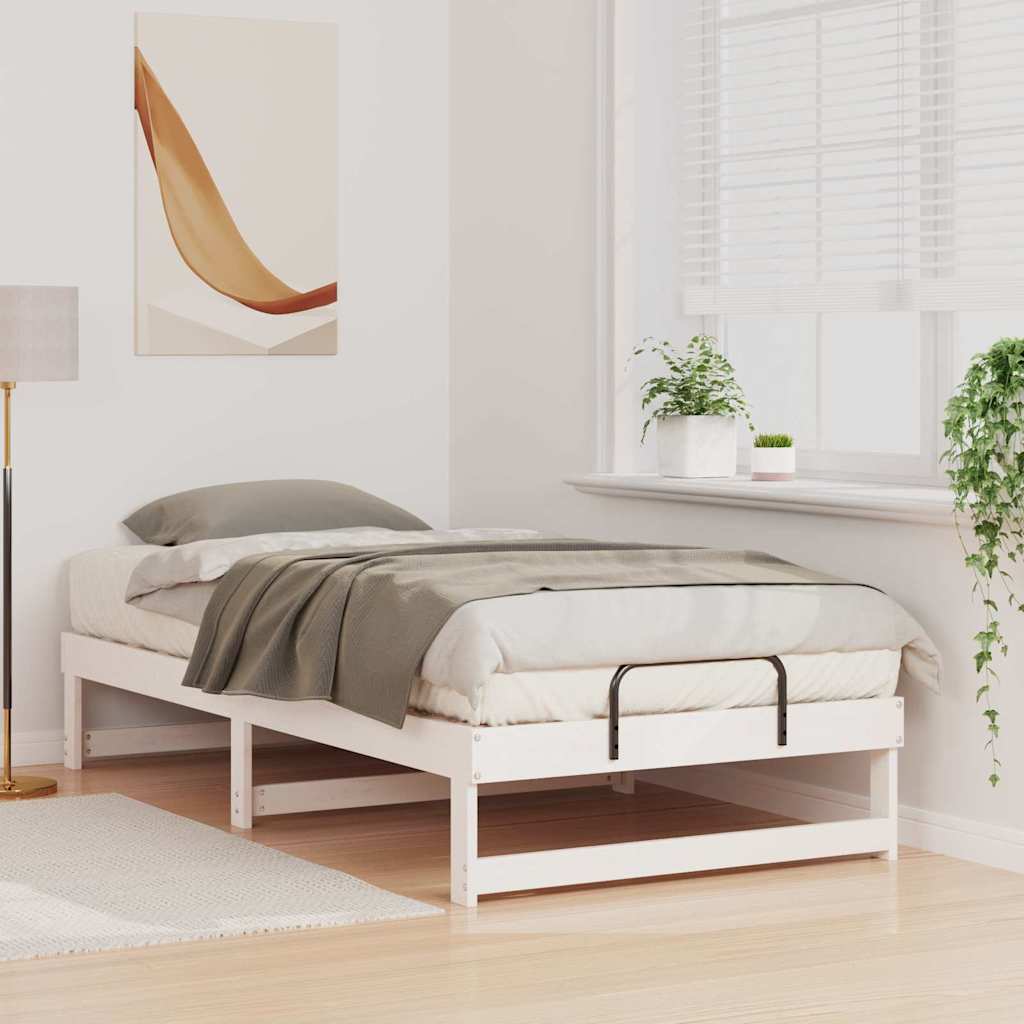 Sengestel Hvid 75 x 190 cm Massiv fyrretræ
