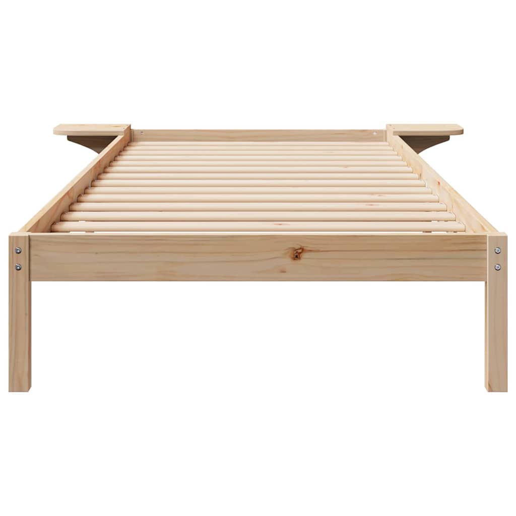 Sengestel med sideborde Naturfarvet 80 x 210 cm Massiv fyrretræ