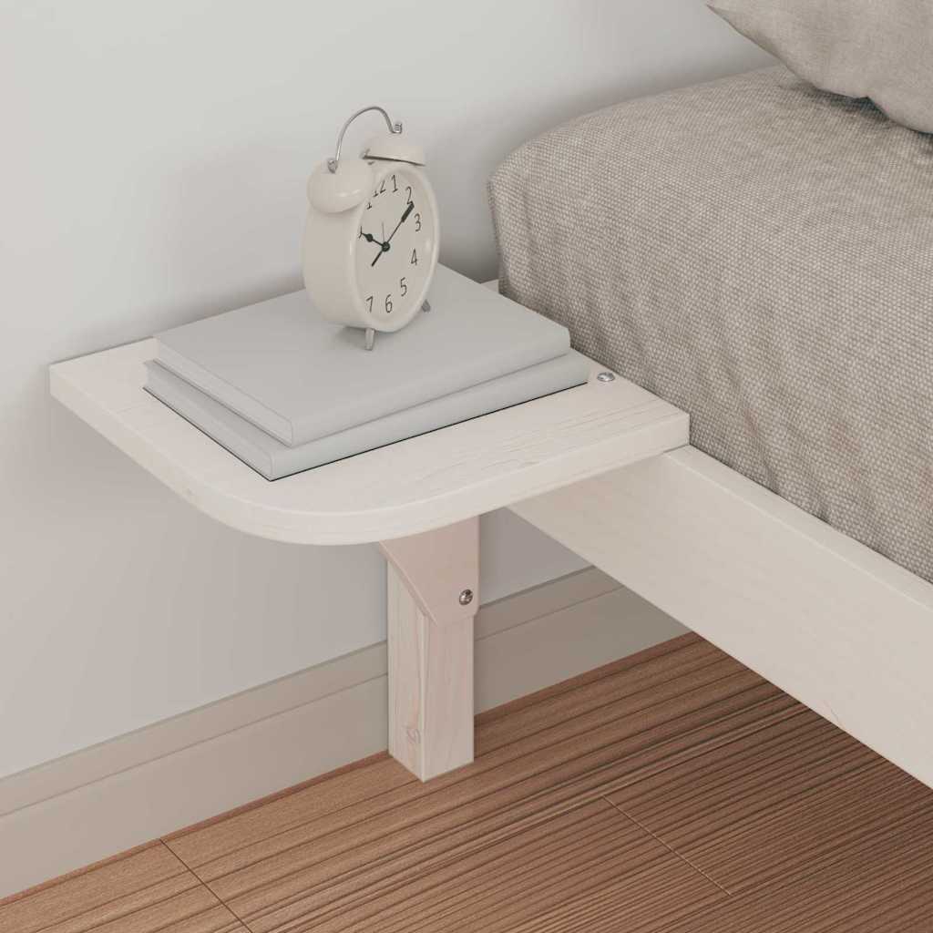 Sengestel med sideborde Hvid 90 x 210 cm Massiv fyrretræ