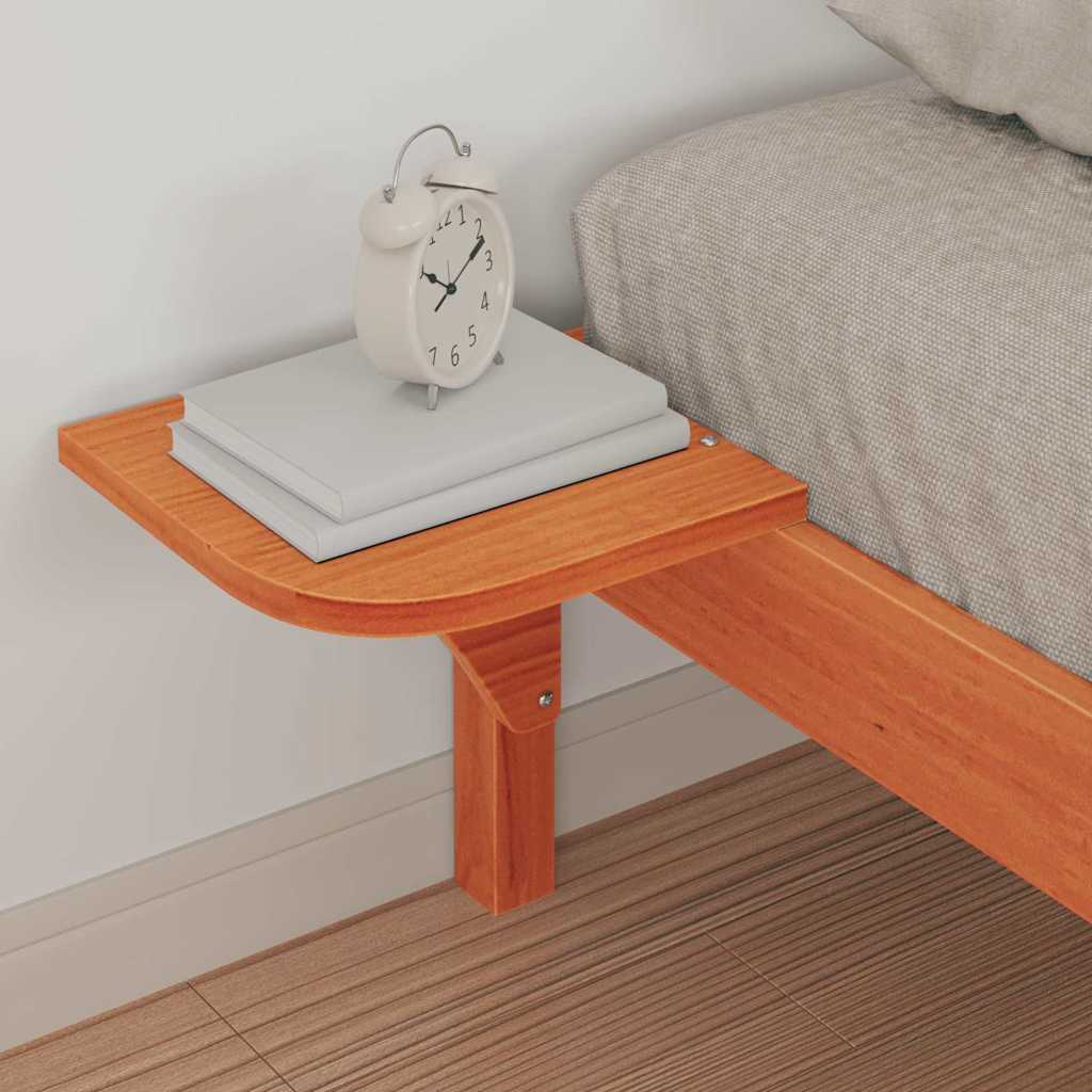 Sengestel med sideborde Voks brun 90 x 210 cm Massiv fyrretræ