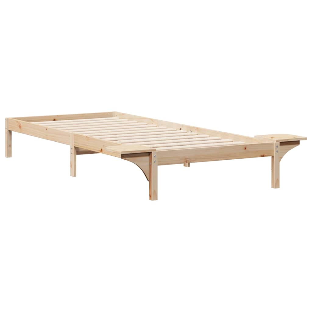 Sengestel med sideborde Naturfarvet 100 x 210 cm