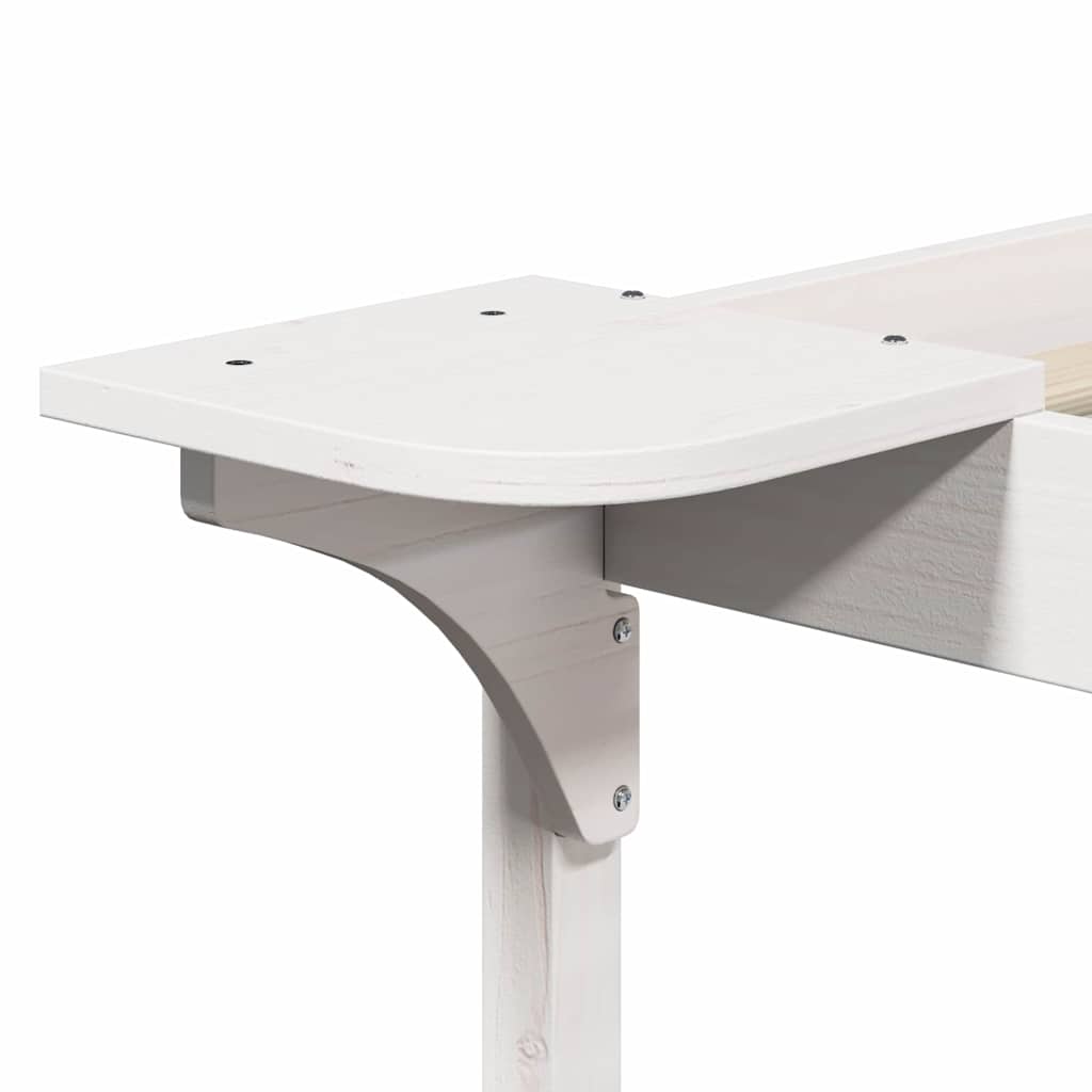 Sengestel med sideborde Hvid 140 x 210 cm Massiv fyrretræ