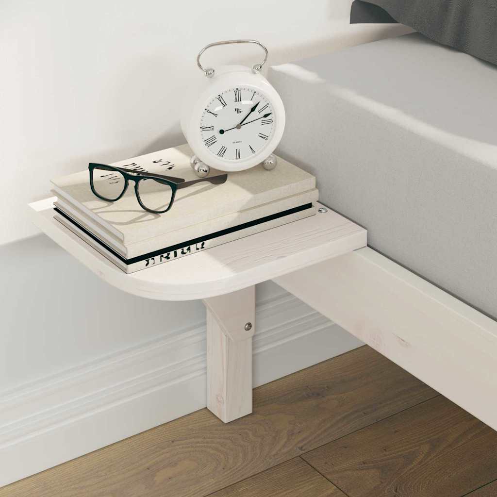 Sengestel med sideborde Hvid 140 x 210 cm Massiv fyrretræ