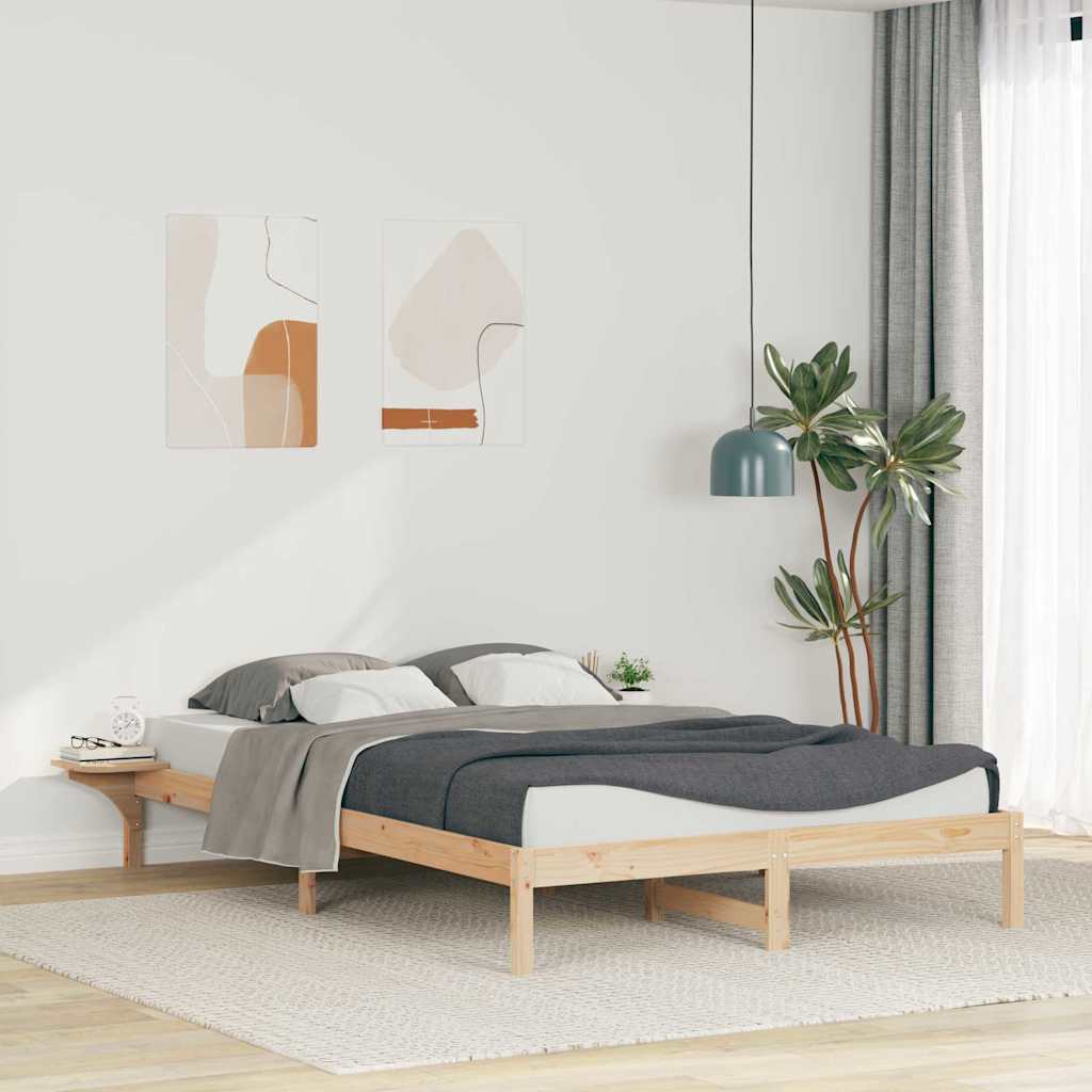 Sengestel med sideborde Naturfarvet 160 x 210 cm