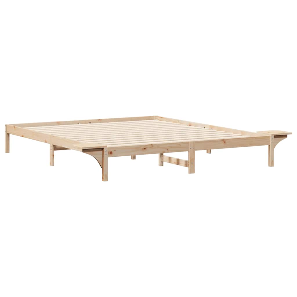 Sengestel med sideborde Naturfarvet 180 x 210 cm