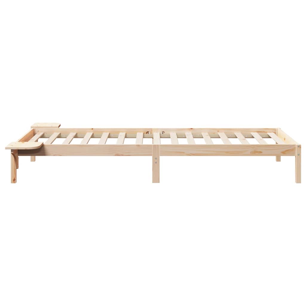 Sengestel med sideborde Naturfarvet 80 x 220 cm Massiv fyrretræ