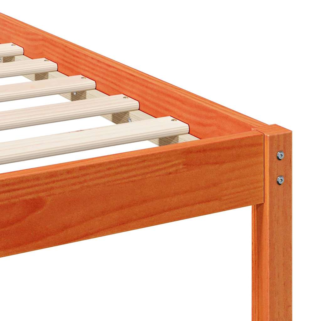 Sengestel med sideborde Voks brun 100 x 220 cm Massiv fyrretræ