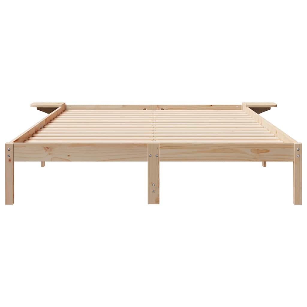 Sengestel med sideborde Naturfarvet 140 x 220 cm