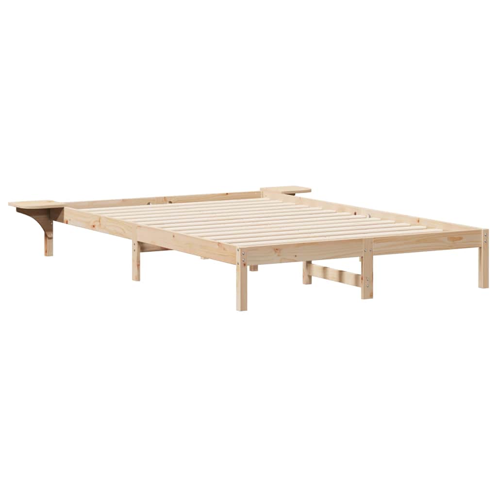 Sengestel med sideborde Naturfarvet 160 x 220 cm