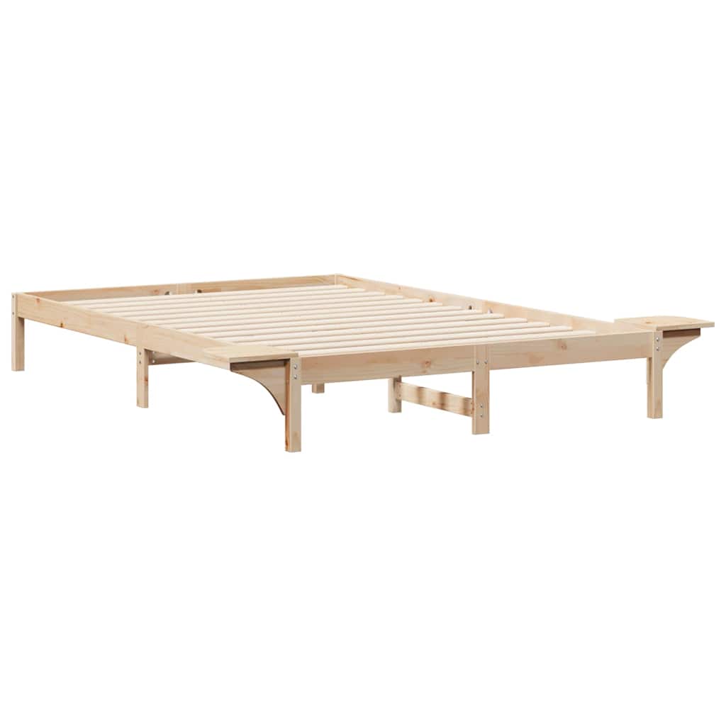 Sengestel med sideborde Naturfarvet 160 x 220 cm