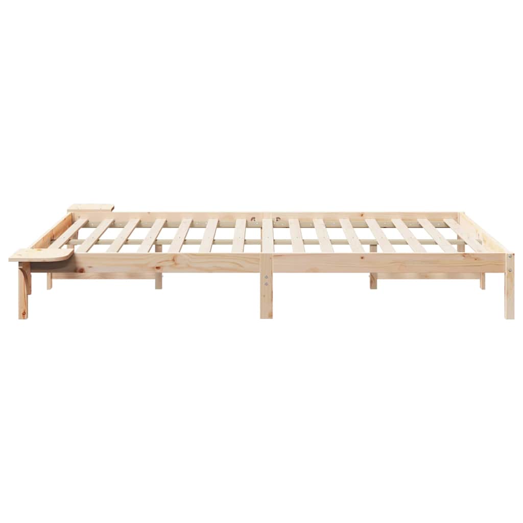 Sengestel med sideborde Naturfarvet 160 x 220 cm