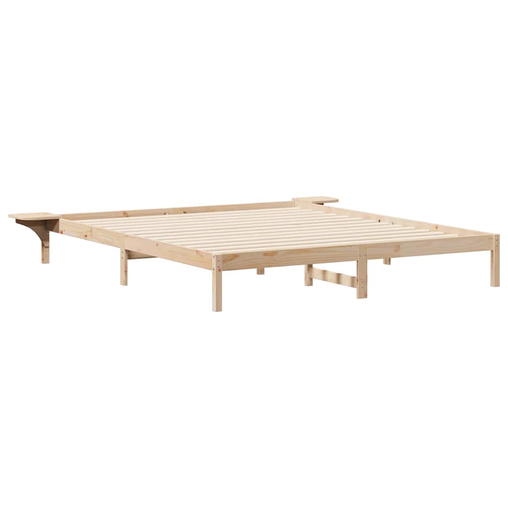 Sengestel med sideborde Naturfarvet 200 x 220 cm