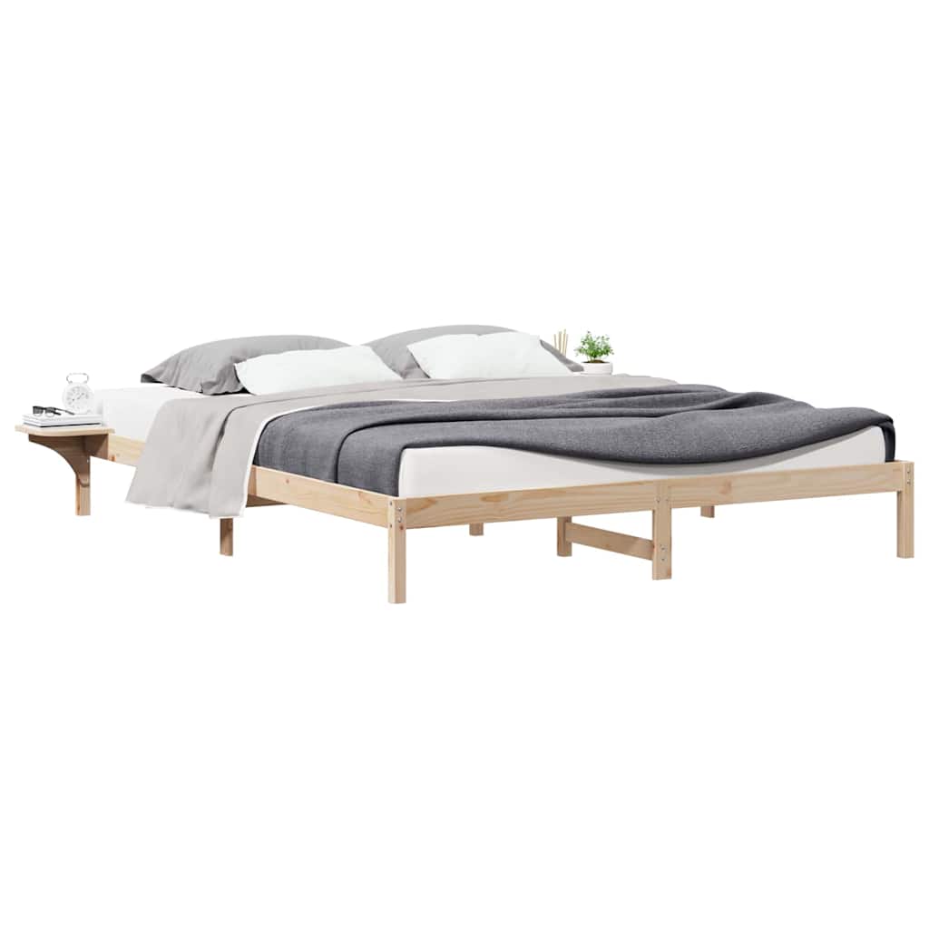 Sengestel med sideborde Naturfarvet 200 x 220 cm