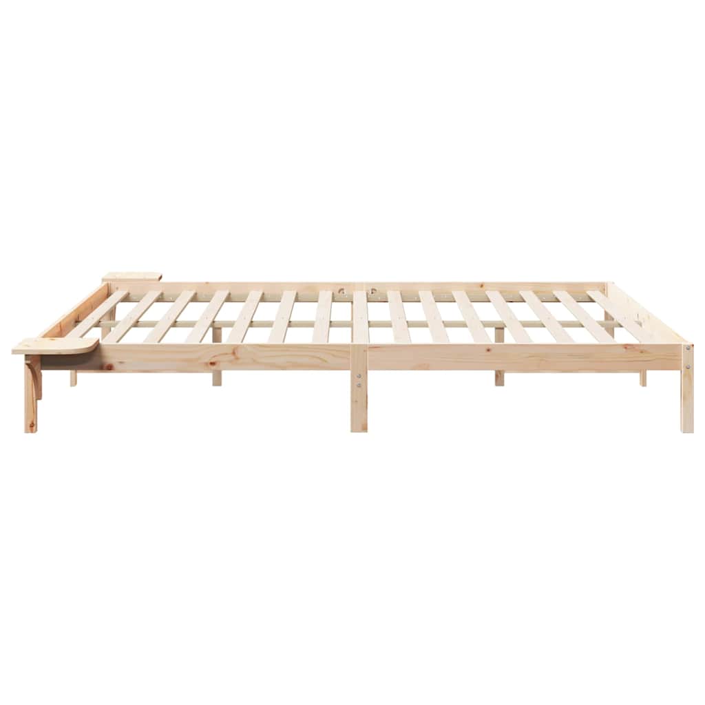 Sengestel med sideborde Naturfarvet 200 x 220 cm