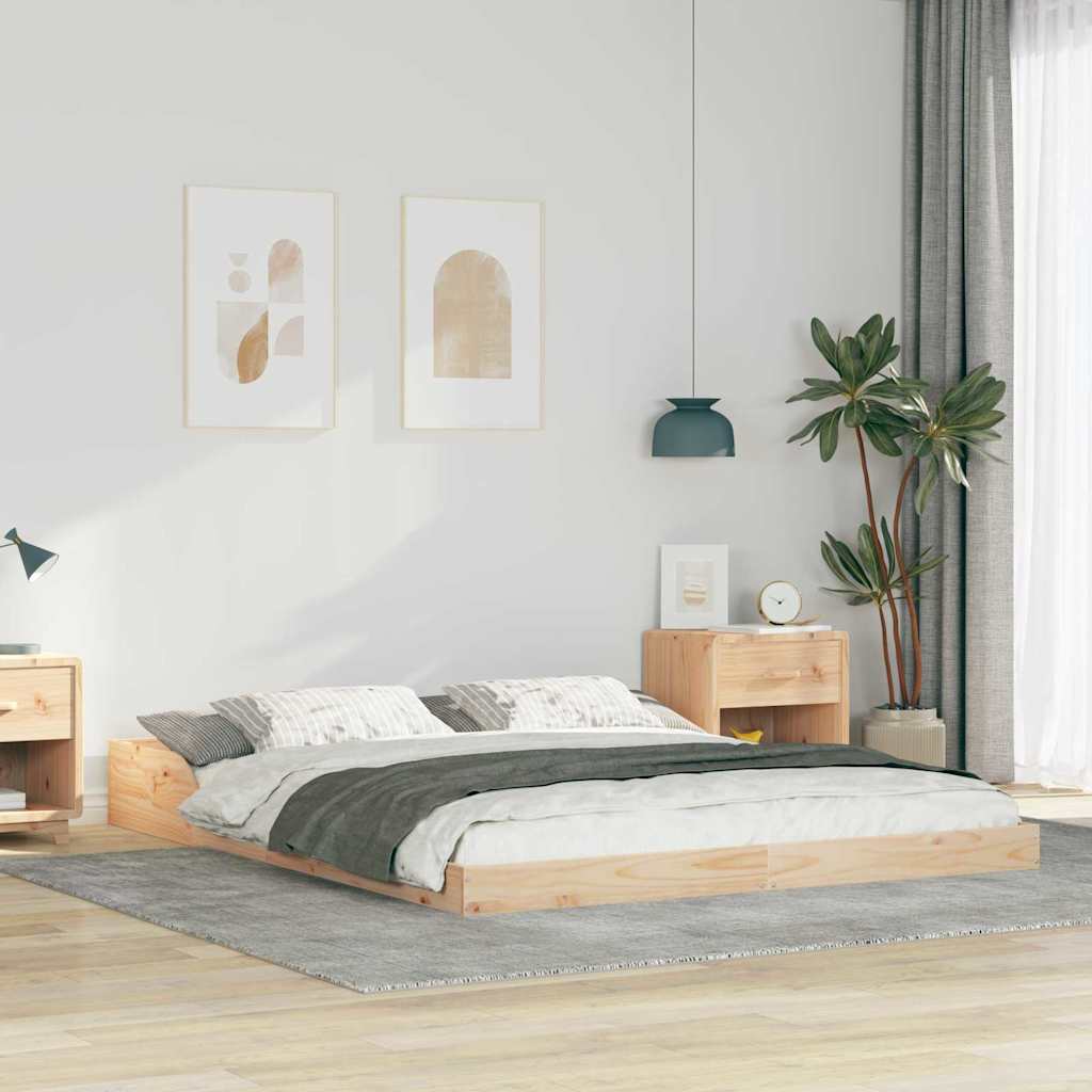 Sengestel Brun 150 x 200 cm Massiv fyrretræ