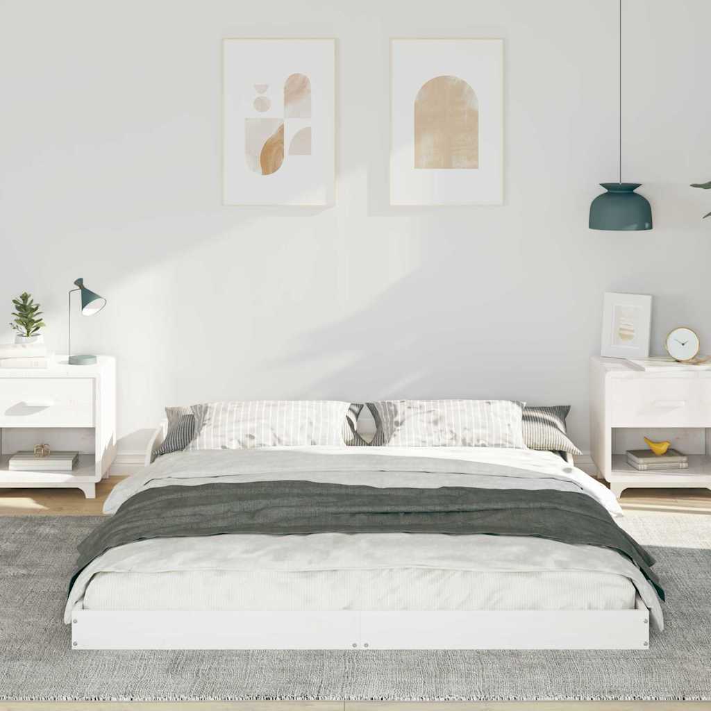 Sengestel Hvid 150 x 200 cm Massiv fyrretræ