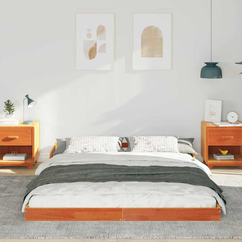 Sengestel Voks brun 140 x 200 cm Massiv fyrretræ