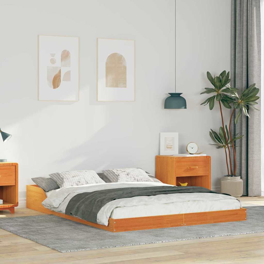 Sengestel Voks brun 140 x 190 cm Massiv fyrretræ