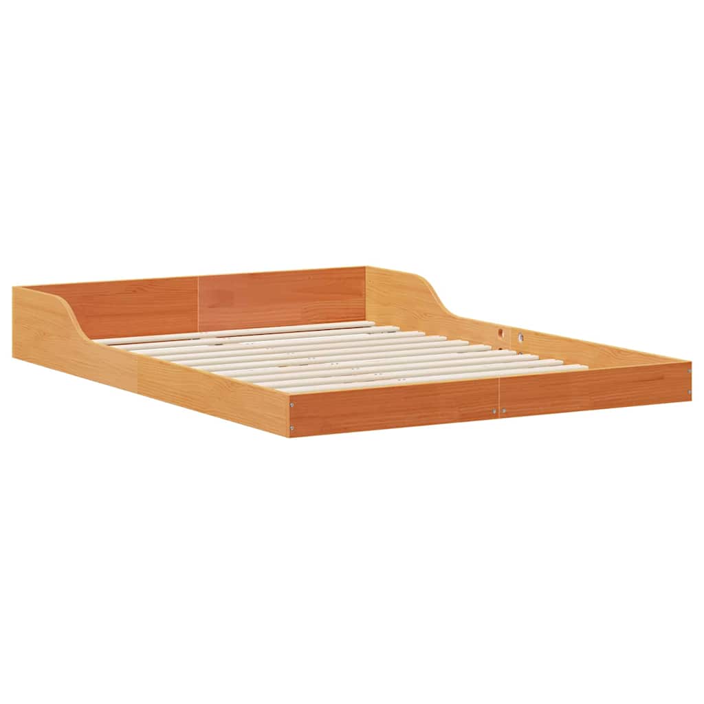Sengestel Voks brun 140 x 190 cm Massiv fyrretræ