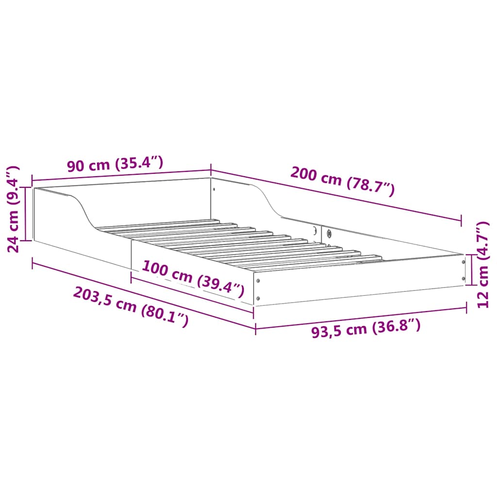Sengestel Voks brun 90 x 200 cm Massiv fyrretræ